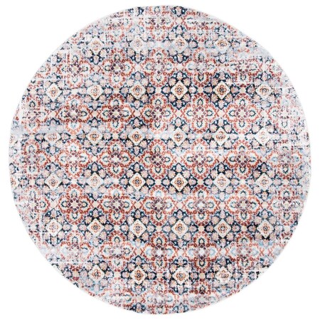 Safavieh 6 ft. 7 in. x 6 ft. 7 in. Lagoon Transitional Round Rug; Brown & Navy LGN230T-7R